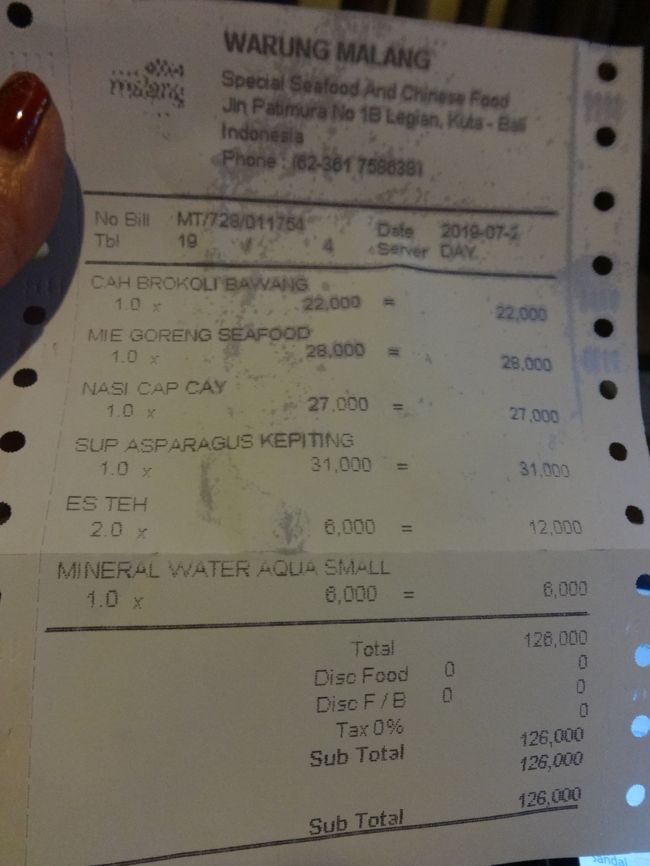 トータル126.000Rp<br />安い。<br />美味しいし、子供逹も食べやすいし。<br />また来たいな。