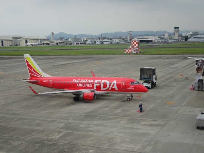 すんなり、チェックインを終え、飛行機見学です。<br />1号機（JA01FJ）<br />ERJ-170／ドリームレッド