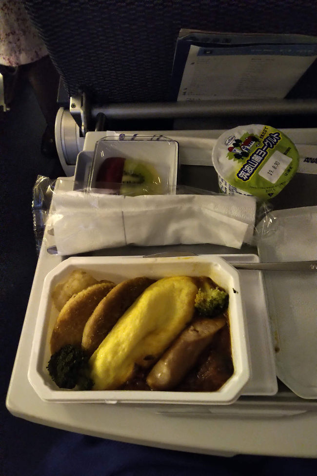 エコノミーは17列しかないのに一番後ろの席に配り終えるまで1時間かかっている