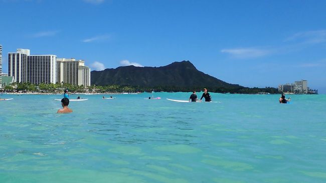 波の静かな間に、海の中からダイヤモンドヘッドを！