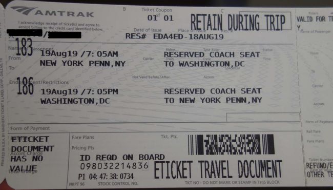 Amtrak N.Y↔️ワシントン  往復切符 1984.Jul.24 　使用済 Amtrak N.Y↔️ワシントン 往復切符 1984.Jul.24 使用済 - メルカリ