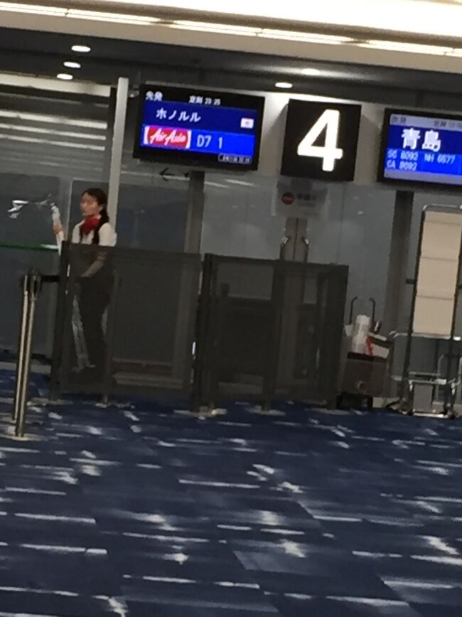 チェックイン、45分かかりました。<br />カウンターでトラブっているお客さん結構いて、なかなかかかりました。たぶんＥＳＴＡの申請でのことっぽい人がチラホラ。<br /><br />その後の審査は、結構スムーズでした。<br />そして、手荷物などにうるさいＬＣＣですが、搭乗口でも量られることなかったです。