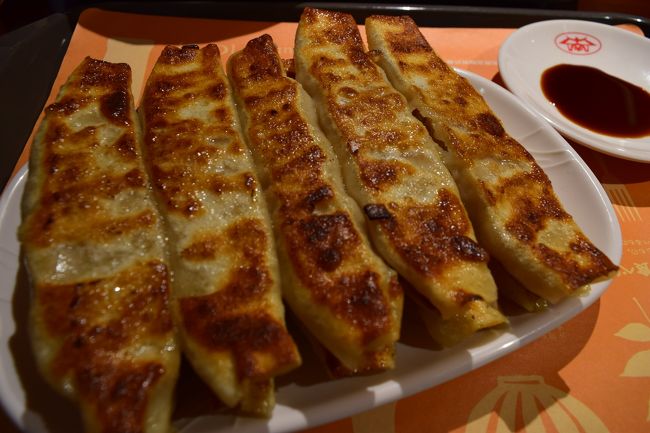 私は餃子を頼んだらこんなに大きな餃子が。<br />皮がパリパリではないのが残念だが、味は普通。<br />定食にしなくてよかった。