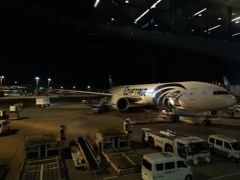 さて、いよいよエジプト航空　MS965便に搭乗開始となります。約10000Km14時間のフライトです。