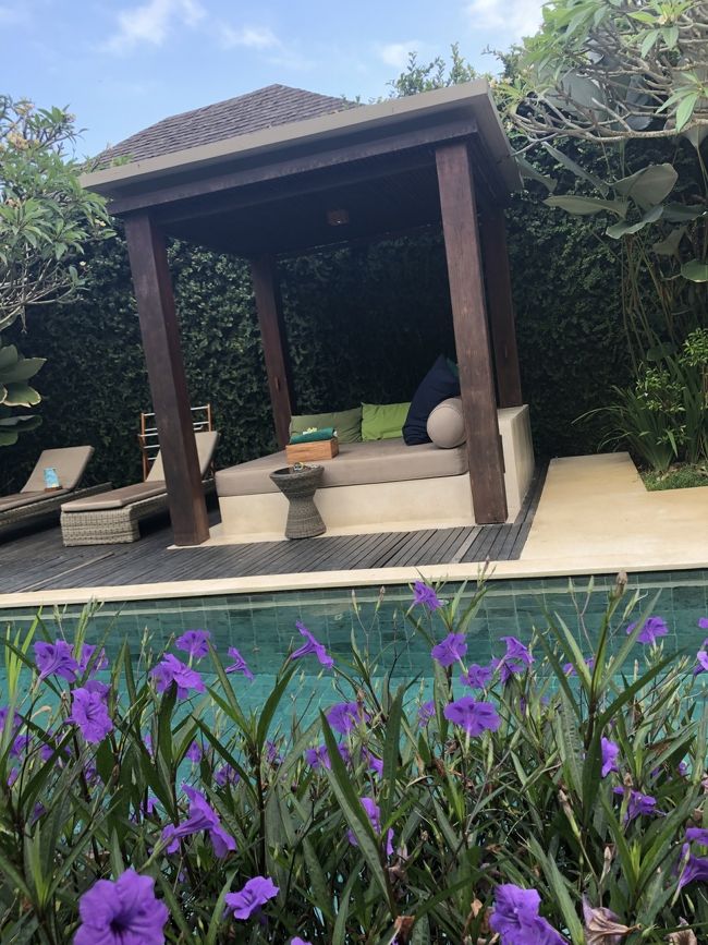 リラックスできそうなプールサイドソファ