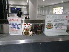 手荷物受け取りの所では招き猫がお出迎え。