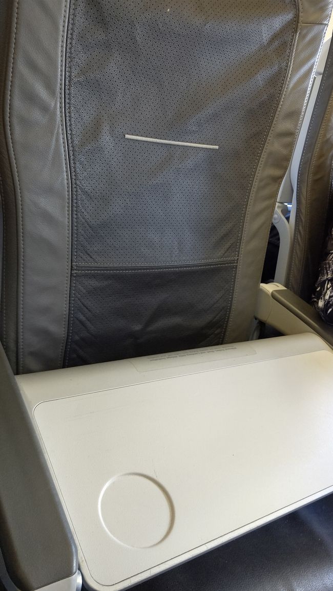 またまたなんちゃってビジネスクラスです。ルフトハンザでまずはフランクフルトに向かいます。席の真ん中はこのようなテーブルが置かれています。