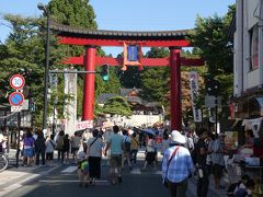 肴町商店街から盛岡八幡宮に向かう。お祭りらしく左右に屋台のお店が並んでました。