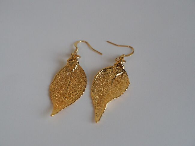 こちらもロックスのマーケットで買ったピアス<br />本物の葉っぱを使っているので、葉脈が見えて綺麗