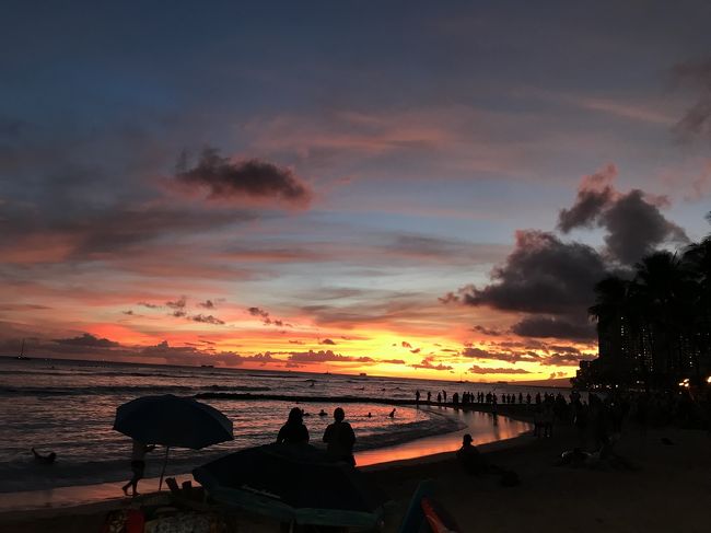 今日もきれいなサンセット。<br />明日はもう帰国日。