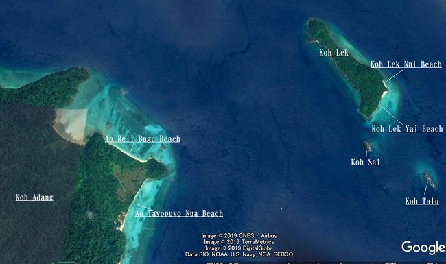 ☆アダン島北東海岸＆レック島Map<br /><br />※Google Earthに加筆。