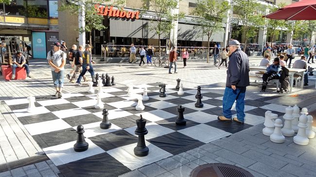 モントリオール美術館の近くでは、路上でチェスをやっていました。