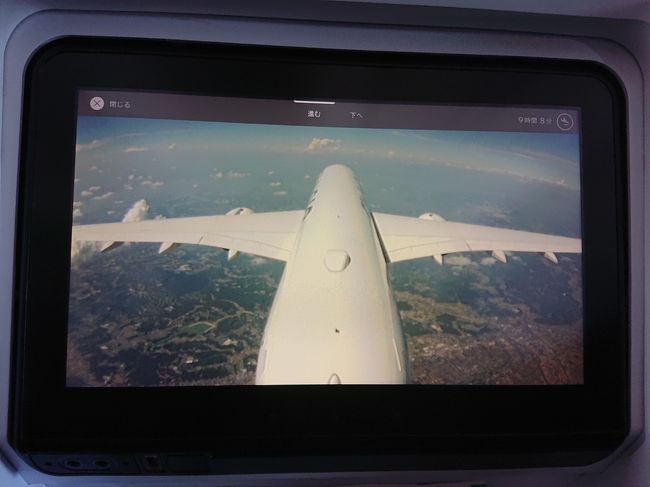 フィンエアーの飛行機は尾翼にカメラが付いているらしく、機外の様子をこんな感じで見れる。これはなかなか面白かった。
