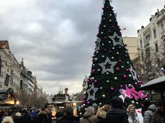 Můstek駅で地上に上がってみるとそこはヴァーツラフ広場の一角。
既にクリスマスは過ぎていますが、欧州では正月過ぎくらいまで飾り付けがそのまま残されていてクリスマスマーケットの雰囲気を楽しむことができるケースが多いような気がします。
そう、冬の欧州、たしかに寒いですが、エアは安いし年末年始の街のデコレーションが華やかな季節、けっこう好きです。