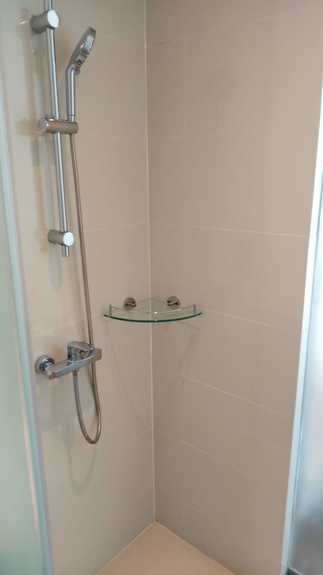 シャワーブースは部屋とガラスで仕切られています。<br />シャンプー兼コンディショナー兼ボディソープがあります。<br />全身洗える便利な洗剤。<br />でも、ちゃんと洗いたい方は持参がよろしいかと。