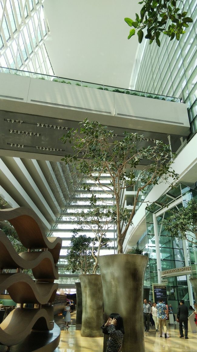 マリーナベイサンズに来ました。<br />内部はこうなってたんですね。<br />傾いてるという噂もありますが、どうなんでしょ？