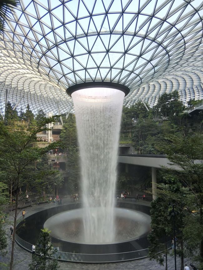 これですね<br />JEWELの滝？です。<br />人工的な自然で、まるでスペースコロニーにいるみたい(*´-`)<br />でも、こんなに水飛沫あってレジオネラ菌は大丈夫なのかな？