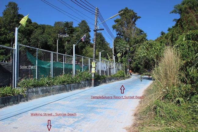 ☆Route from the Mountain Resort to the Pattaya Beach @ Koh Lipe Tahi<br /><br />仏教寺院やAasra Resort方面に右折しソーラープラント沿いに進みます。