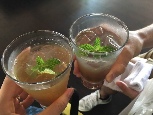 ウェルカムドリンクのサービス。レモネードです。旅の疲れも癒されます。