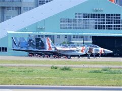 レンタカーを無事返却して、
小松空港に向かいました。
小松基地にアグレッサー部隊機が整列していました。
飛行教導群といい、敵機に見立て、日本各地の戦闘機部隊を巡回し、
訓練指導を行う、精鋭中の精鋭部隊です。
戦闘機の教官が乗る戦闘機です。
エリート中のエリートですね。
迷彩カラーがかっこいいです。