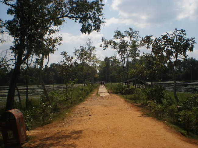 湖の奥に遺跡がある。