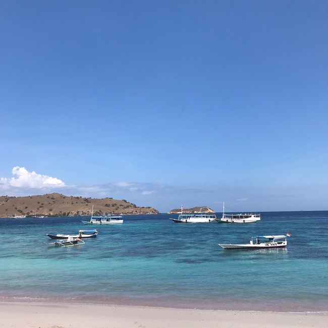 ピンクビーチ<br /><br />この左に桟橋があるのだけど　スピードボート用らしく<br />ポンポン船の私たちは　沖で停泊し　シュノーケルで上陸します