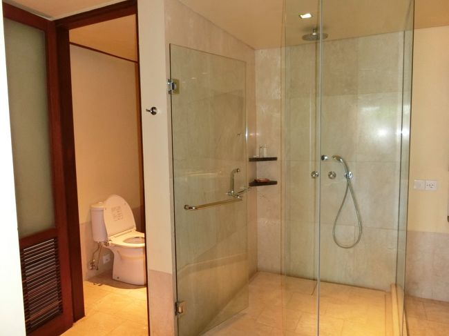 ウオシュレットつきのトイレ（紙流せます）と、シャワールーム。<br />レインシャワーとハンドシャワーとあります。<br />シャンプー、コンディショナーなど一通りのものはそろってます。<br />