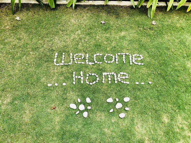 今回再訪なので庭の芝生にこれを作ってくれてます。<br />歓迎されてるみたいで嬉しく思いました(*´꒳`*)