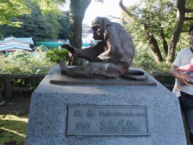 高岡古城公園にある猿の像。