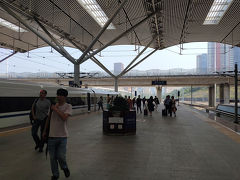 【6日目（深セン2日目）】

この日は桂林のホテルを朝チェックアウトした後、桂林北駅から深セン北駅まで高速鉄道で移動してきました。
これは深セン北駅のホームの写真です。

深セン北駅の出口付近にある男子トイレは小便が便器から溢れていて結構悲惨でした。