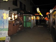 再び、夜の街を歩きます。北の屋台は各店とも7～10人くらいが座れます。さすがにおやじ一人で入る雰囲気ではないかな～。