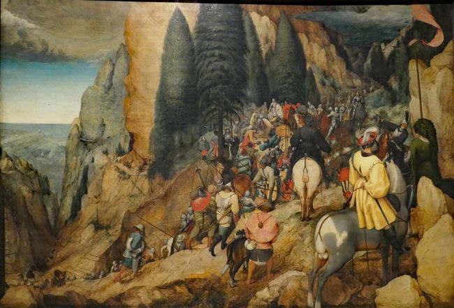 ピーター・ブリューゲル(Pieter Brueghel, 1564-1638)の「パウロの回心, The Conversion of Paul」で1567年の作品です。題材は聖書の中の物語に由来します。