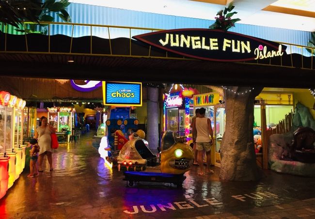 アラモアナショッピングセンターの【ジャングル・ファン】<br />息子は２歳、５歳、８歳、１２歳の時にハワイに来たことがありますが、記憶にあるのはこちらのゲームセンターと水族館だけだそうです。<br />当時私と娘はショッピングで、買い物なんて興味の無い息子は、主人といつもこのゲームセンターで遊び、チケットを貯めておもちゃの景品と交換して喜んでおりました。せっかく家族でハワイに来ていたのに、子供の記憶なんてその程度なのですねε～(￣、￣;)ゞﾌｰ