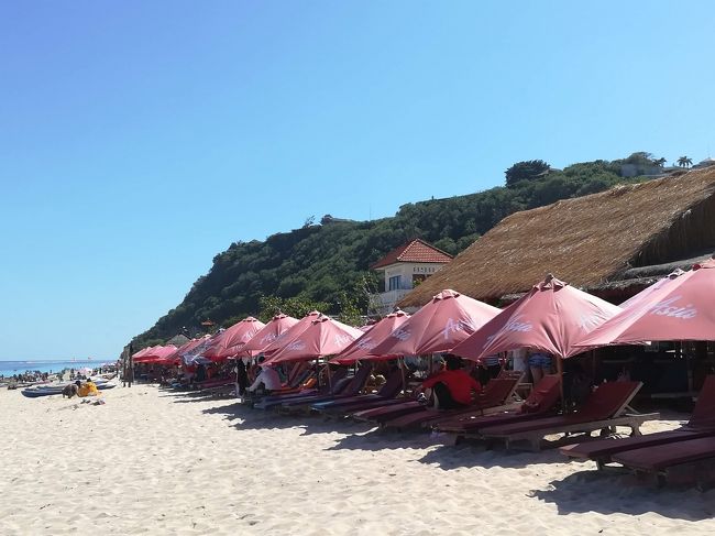 皆さん、パラソルにしたでくつろいでますね。<br /><br />私達はビーチクラブ利用だったので利用料が解りませんでした。