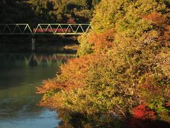 食後、神戸駅ー沢入駅間の橋から第一渡良瀬川橋梁を渡るわ鐵と紅葉を撮影。