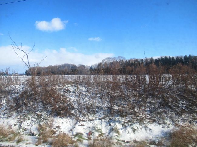 快速エアポートで千歳を出て、少し北に走り出したら、車窓はいきなり雪景色に変化