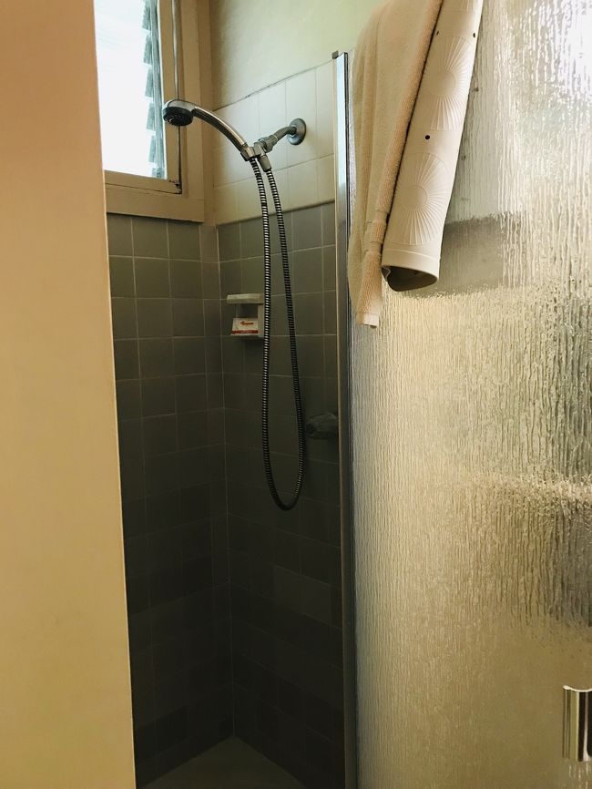 シャワースペースに電気が無いので、夜は薄暗い中でのシャワーです。