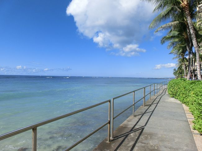 シェラトンワイキキのプールの横の通路を通って。