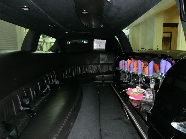 どこに座っていいかわかりませんが、乗車。運転席が遠い～～。<br /><br />どうやらもう一組乗る予定がキャンセルだったようで貸切で、空港まで。<br />逆に落ち着かない（笑）