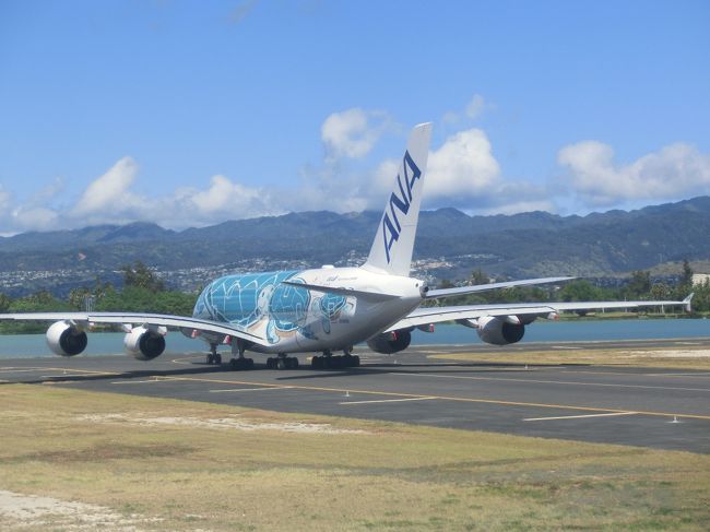 定時運航です。海側の滑走路まで進みます。<br />フライングホヌも同時刻の出発のようです。
