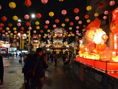 台北２番目の夜市である饒河街夜市へ
ＭＲＴの駅から出るとランタンフェスティバルの開催に合わせてか提灯や干支である豚のランタンが飾られていました