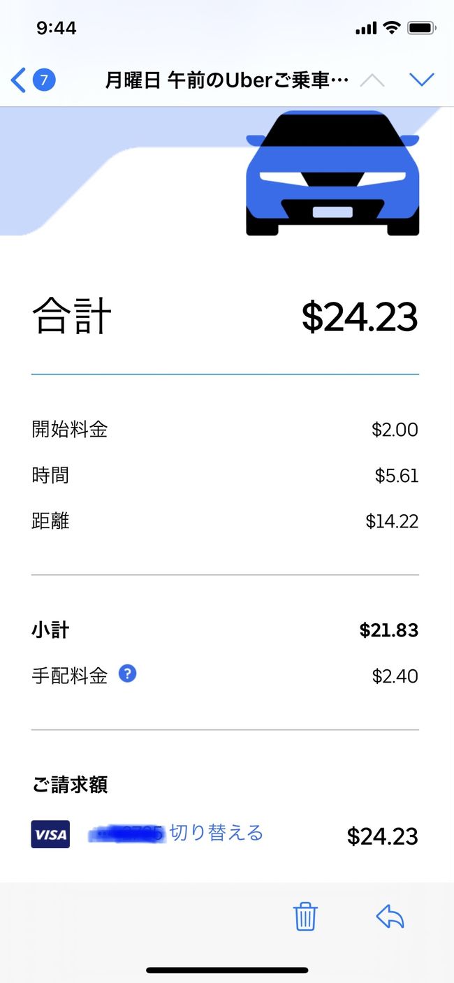 いよいよ帰国日。出発は午前なので空港に向かうだけ。ウーバーで行くとこの安さ