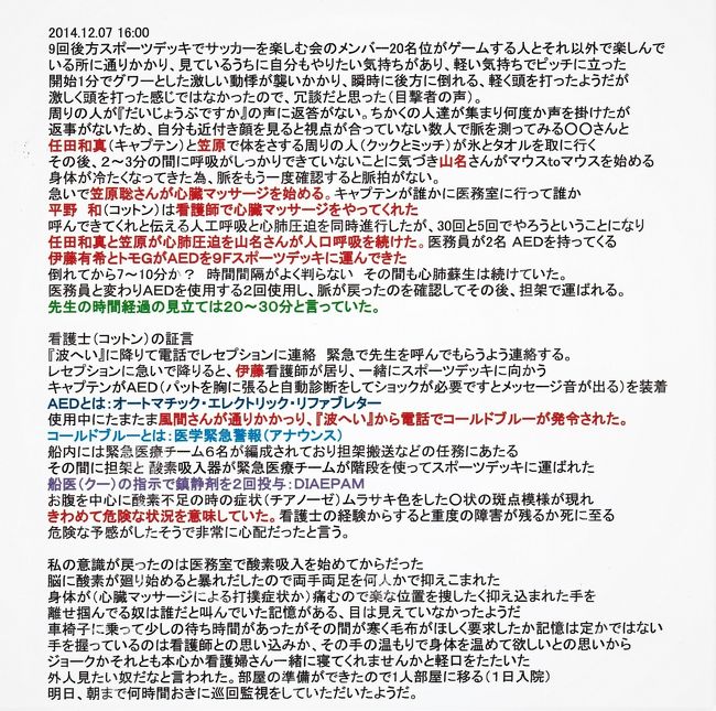 上記のメモを頼りに関係者から聞き取りをして自分なりにまとめ<br />私を助けてくれた命の恩人にお礼の挨拶と礼状を届けた。