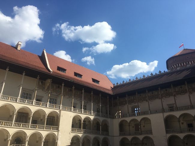 中庭。ヴァヴェル城はチケットの買い方が難しいです。みたい箇所を指定して支払うことになるので、事前に調べた方がいいです。