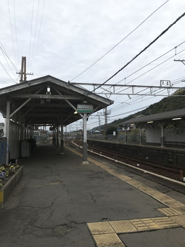 紀伊清水駅に到着。朝の通勤通学時間なのに誰もいねぇ。。。。<br /><br />これから、南海電鉄で河内長野駅へ行き、バスで金剛山の登山口へ。そこから山登りし、バスで河内長野まで戻ったら難波経由で新大宮駅（近鉄奈良駅の一つ手前の駅）まで行くはずだったのですがー、、、<br /><br />ひと駅乗って橋本駅に着くと、なんと！！！<br /><br />南海電鉄は信号機トラブルで橋本から先は運休！！<br /><br />しばらく運転再開を待ちましたが、信号機トラブルから3時間経過しているのに復旧のめどがたたない様子(°_°)<br /><br />代行バスが走り出すも、河内長野へ行くことができません。<br /><br />うーむ。どうするか、、、、、、。<br /><br />苦渋の決断で金剛山の登山をやめて奈良へ向かうことにします。<br /><br />切符を払い戻し、JRに乗り換える。<br /><br />、、、、結局さぁ、ホテルから進行方向とは逆の最寄駅まで歩き、一駅電車に乗って橋本駅（こちらも徒歩圏内）に来ただけ。<br /><br />高野山から下りてきたときも南海とは相性悪かったし！！南海めーᕦ(ò_óˇ)ᕤ
