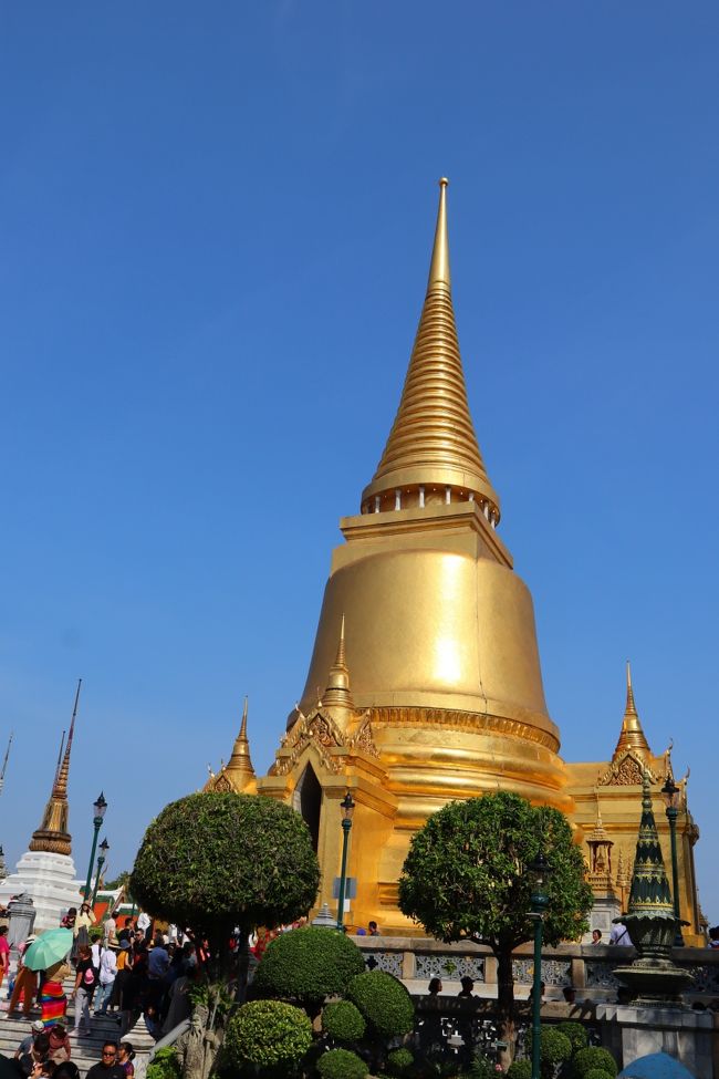「プラ シー ラタナー チェディ」 に戻って来たようです。<br /><br />黄金の塔と緑の木の取り合わせが綺麗です。<br />