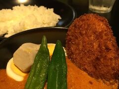 銀座エリアの有名カレー店【HARE GINZA】
何種類かありますが、全てアジア系 (タイ) カレー。
どちらかというと欧風カレー系の方が好みですが、美味しいです。
ベースのカレー (ゆで卵1個入り) に有料トッピングをプラスします。
写真は野菜 (オクラと里芋) とコロッケ。
コロッケが揚げたてサクサクで美味しい。
