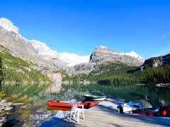 しばらく休憩して１７時頃レイク・オハラに戻ってきました。
日が当たって朝とはまるで違う鮮やかさです。