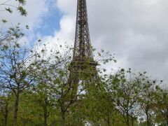 エッフェル塔の建つ、シャンドマルス公園の花壇からのエッフェル塔