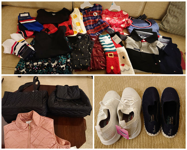 ベビー服や子供服、トミーヒルフィガーは特にお買い得。<br />足に優しいスケッチャーズは２足買い。<br />行列のできるケートスペードも忘れずに。<br />でも、袋はすべて有料なので、大きなバックを持参しましたよ。